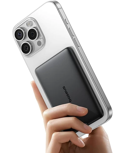 Baseus Picogo 5000mAh MagSafe Power Bank Wireless Charger with Usb-c Braided Cable Fast Charging Portable Battery Pack for iPhone Pink