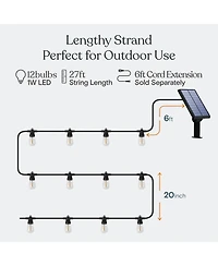 Ambience Pro Heavy Duty Solar-Powered Led Outdoor String Lights with 15 Hooks, 1W, Soft White (27 ft.)