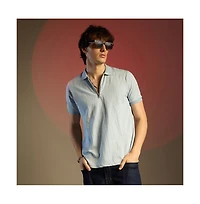 Campus Sutra Men's Powder Blue Crevice-Lined T-Shirt