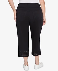 Ruby Rd. Plus Lotus Lace Soft Denim Capri Jeans
