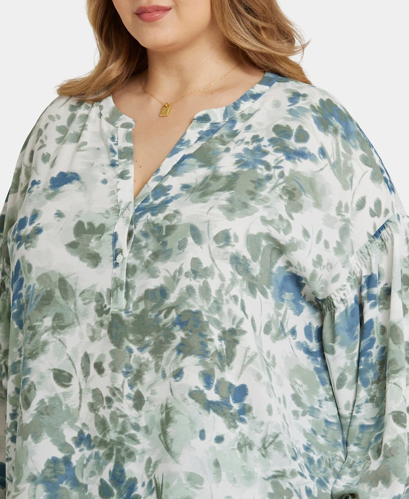 Nydj Plus Paulina Peasant Blouse Long Sleeve Top