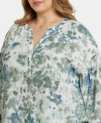 Nydj Plus Paulina Peasant Blouse Long Sleeve Top