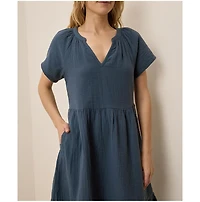 Pact Women's Organic Cotton Coastal Double Gauze Breezy Dress