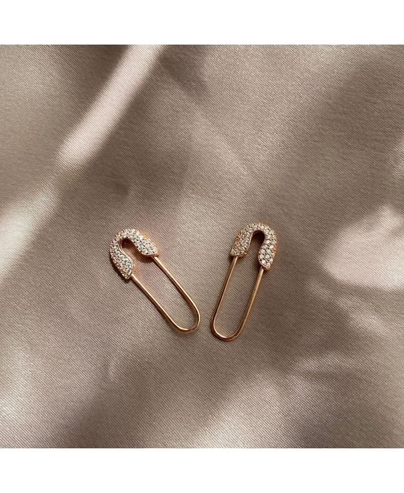 Spero London Pave Safety Pin Earring Jewelled Sterling Silver