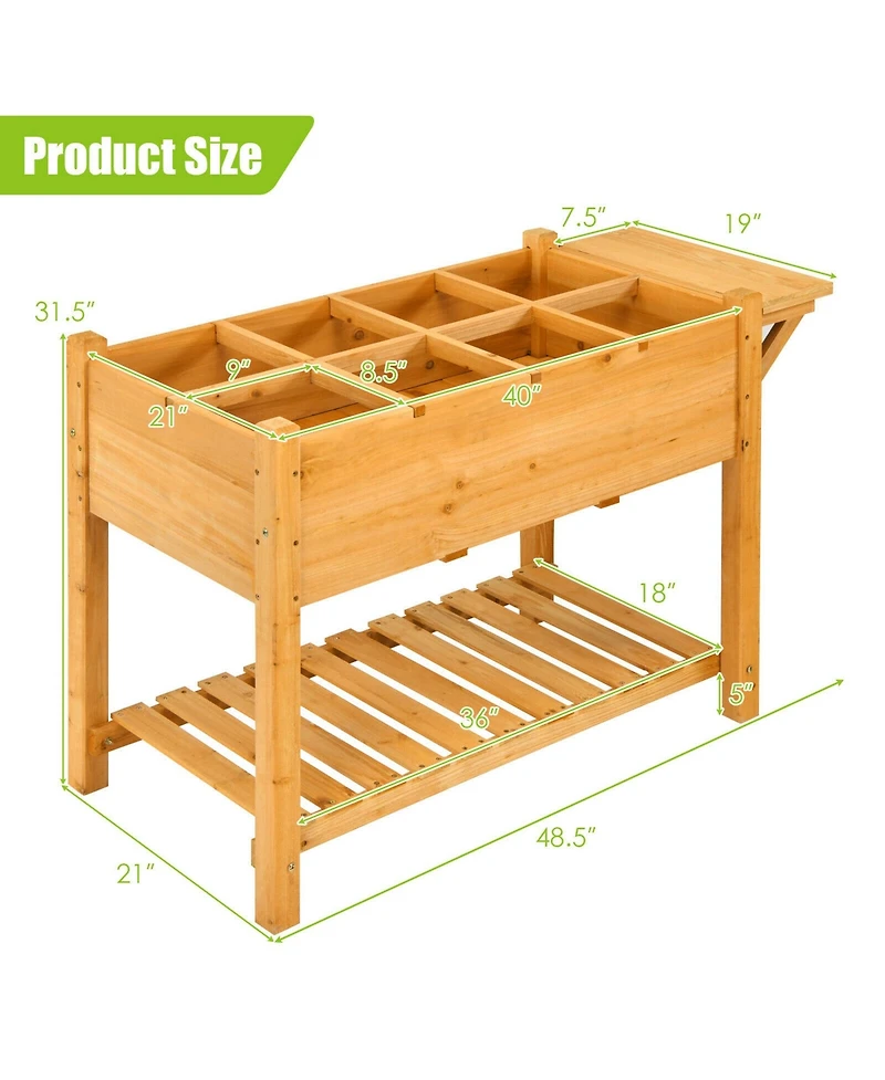 Gymax Raised Garden Bed Elevated Planter Box Kit w/8 Grids & Folding Tabletop
