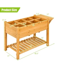 Gymax Raised Garden Bed Elevated Planter Box Kit w/8 Grids & Folding Tabletop