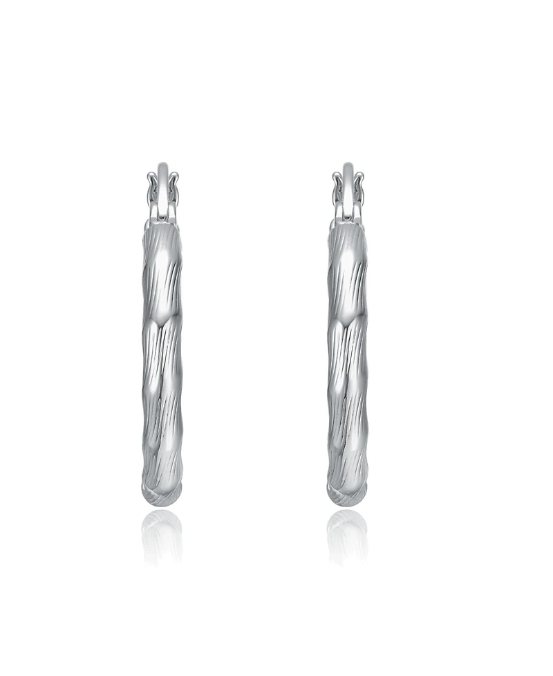 Twisted Hoop Earrings in White Gold Plated or 14K Gold Plated