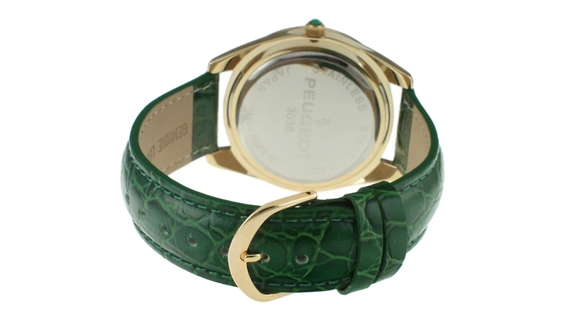 Peugeot Women's 40mm Green Boyfriend Watch with Baguette Crystals