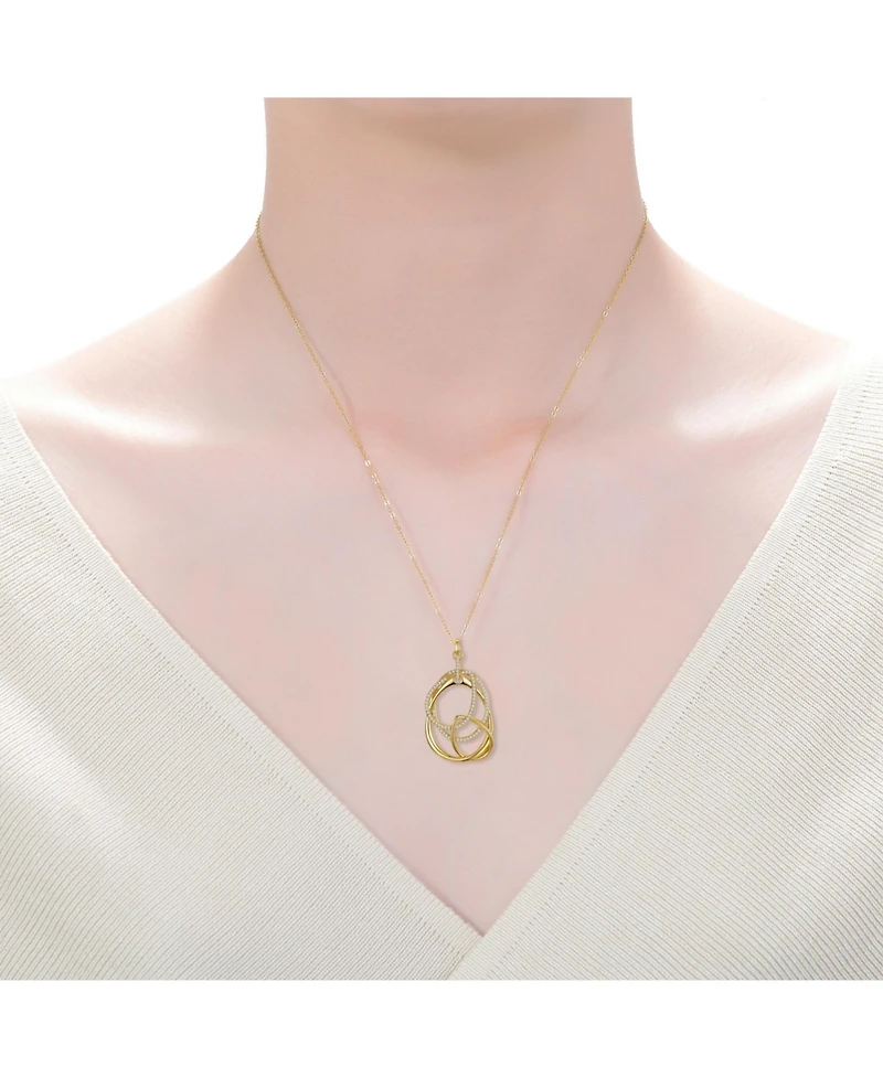 14k Gold Plated with Cubic Zirconia Free Form Love Knot Pendant Necklace