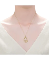 14k Gold Plated with Cubic Zirconia Free Form Love Knot Pendant Necklace