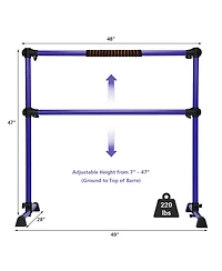 Hongge 4 Feet Portable Ballet Barre with Adjustable Height