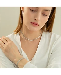 Sterling Silver Cherie Tennis Bracelet, Necklace & Drop Earrings Set