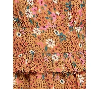 City Studios Juniors' Floral-Print Tiered Tie-Strap Dress