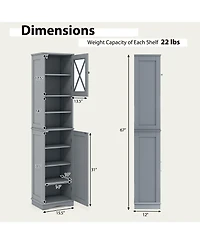 Tall Freestanding Bathroom Storage Cabinet with 5 Adjustable Shelves