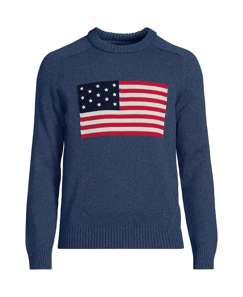 Lands' End Men's Drifter Flag Crew Neck Sweater