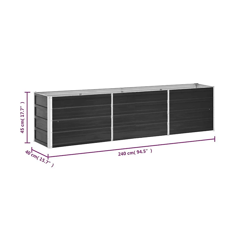 Garden Raised Bed Galvanized Steel 94.5"x15.7"x17.7" Anthracite