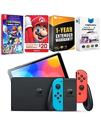 Nintendo Switch Neon Red & Blue Oled Console with Mario + Rabbids Sparks of Hope Cosmic Edition, Nintendo $20 eShop Gift Card
