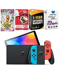 Nintendo Switch Neon Red & Blue Oled Console with Rabbids: Party of Legends, Nintendo $20 eShop Gift Card