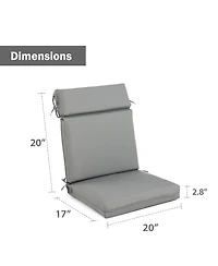 Aoodor 2Pcs Outdoor High Back Dining Chair Cushion Set, Fade and Water Resistant Polyester Fabric Cover with Ties and Zipper, 20'' × 37''