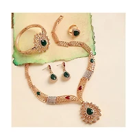 Sohi Women's Gold Teardrop Stone Necklace, Earrings