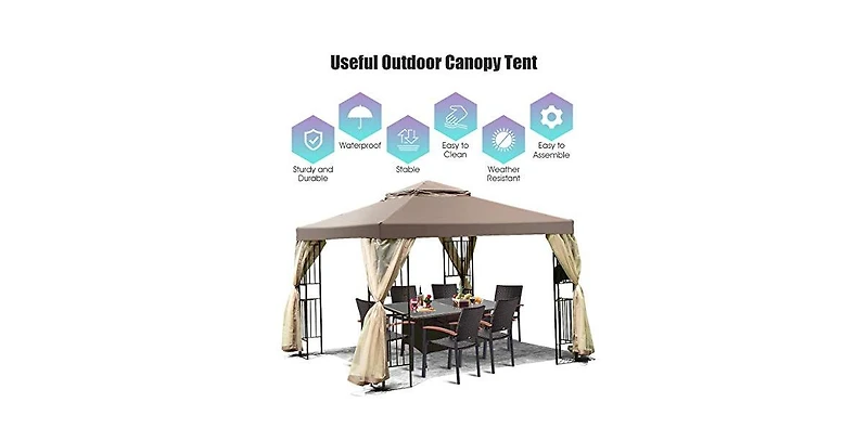 10 x 12 Octagonal Patio Gazebo with Mosquito Net