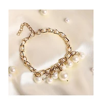 Sohi Women's Gold Drop Charm Bracelet