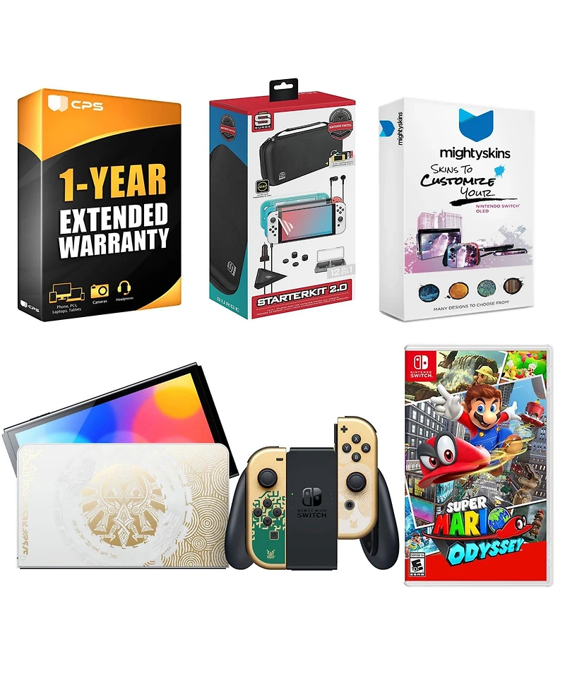 Nintendo Switch Oled Legend of Zelda: Tears of the Kingdom Edition with Super Mario Odyssey, Surge Accessory Gaming Kit