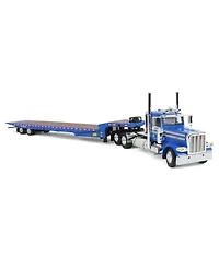 First Gear Dcp 1/64 Blue Peterbilt 389 Day Cab Landoll 440B Traveling Axle Trailer 60-1982