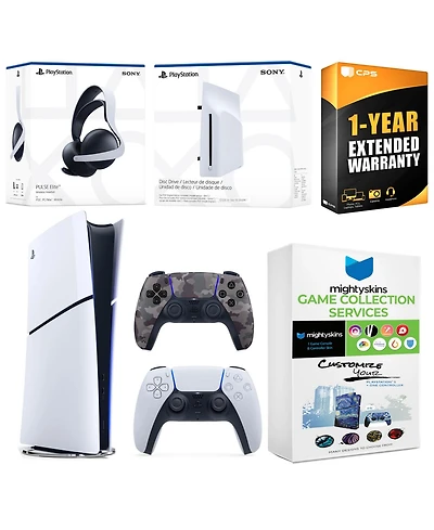 Sony PlayStation 5 Slim Digital Bundle with Disc Drive, Extra Controller, Pulse Elite Headset