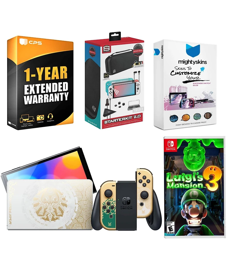 Nintendo Switch Oled Legend of Zelda: Tears of the Kingdom Edition with Luigi s Mansion 3, Surge Accessory Gaming Kit