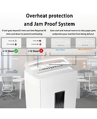 Bonsaii Heavy-Duty Cross-Cut Shredder, Handles up to 12 Sheets at Once, Providing P-4 high Security, Credit Cards, Mail & taples, 5.5-Gallon bin with