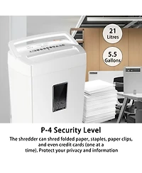 Bonsaii Heavy-Duty Cross-Cut Shredder, Handles up to 12 Sheets at Once, Providing P-4 high Security, Credit Cards, Mail & taples, 5.5-Gallon bin with