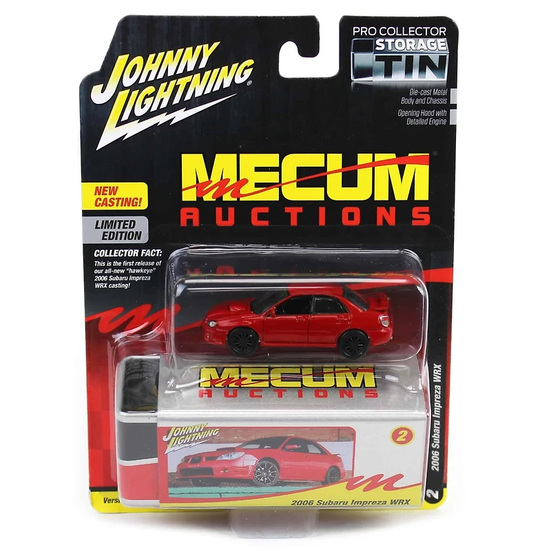 1/64 2006 Subaru Impreza Wrx Red Mecum Johnny Lightning Storage Tin JLCT015-A2