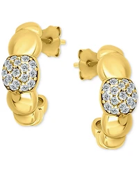 Giani Bernini Cubic Zirconia Accent Puffy Half Hoop Earrings Sterling Silver (also 18k Yellow Gold over Silver), Exclusively at Macy's