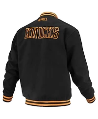 Fisll Men's and Women's Black New York Knicks Logo Man Shadow Collection Full-Snap Varsity Jacket