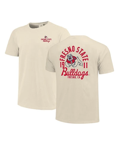 Image One Men's Cream Fresno State Bulldogs Comfort Colors Mascot Overlay T-Shirt