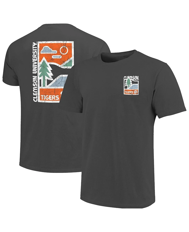 Image One Men's Graphite Clemson Tigers Comfort Colors Minimal Vista Distressed Graphics T-Shirt