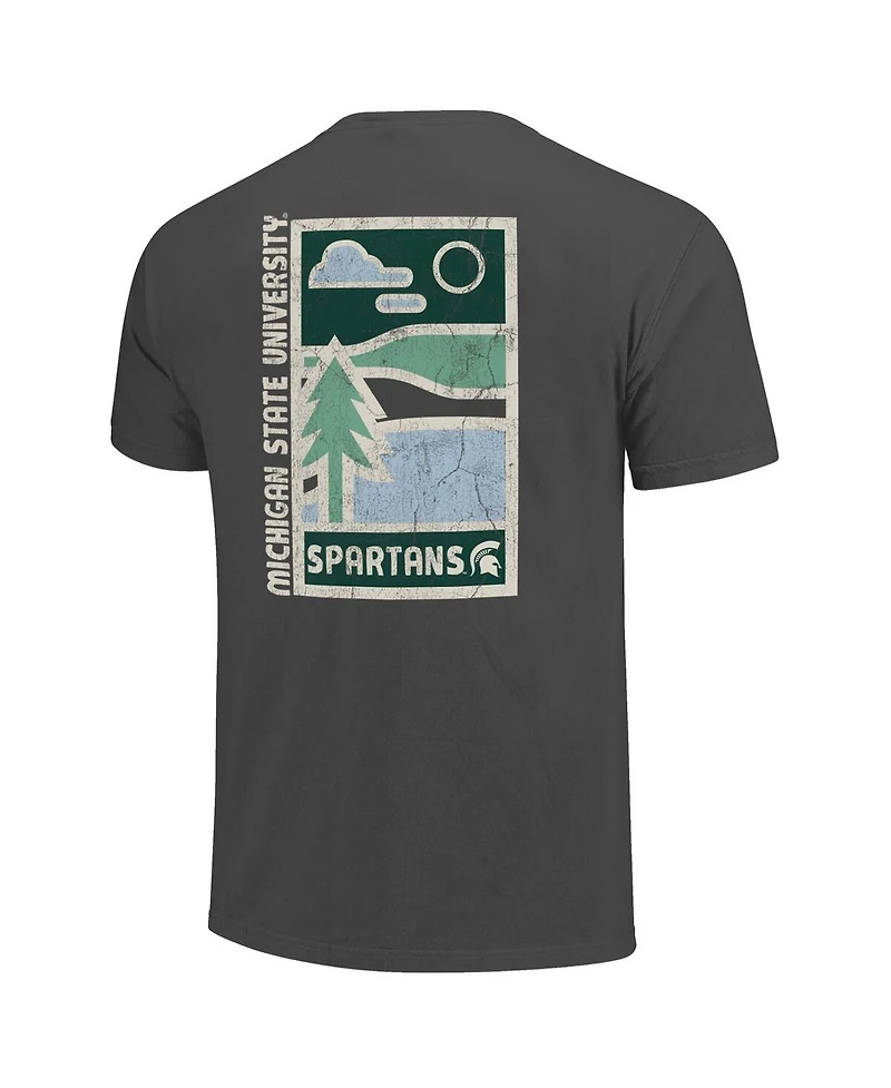 Image One Men's Graphite Michigan State Spartans Comfort Colors Minimal Vista Distressed Graphics T-Shirt