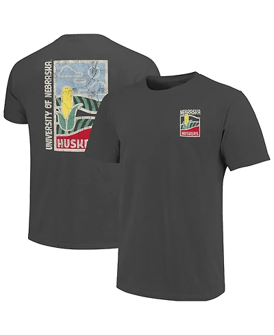 Image One Men's Graphite Nebraska Huskers Comfort Colors Minimal Vista Distressed Graphics T-Shirt