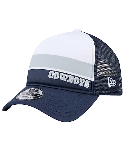 New Era Men's White/Navy Dallas Cowboys Sport Night Color Block 9FORTY A-Frame Trucker Adjustable Hat