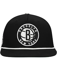 Mitchell & Ness Men's Black Brooklyn Nets Roper Trucker Snapback Hat