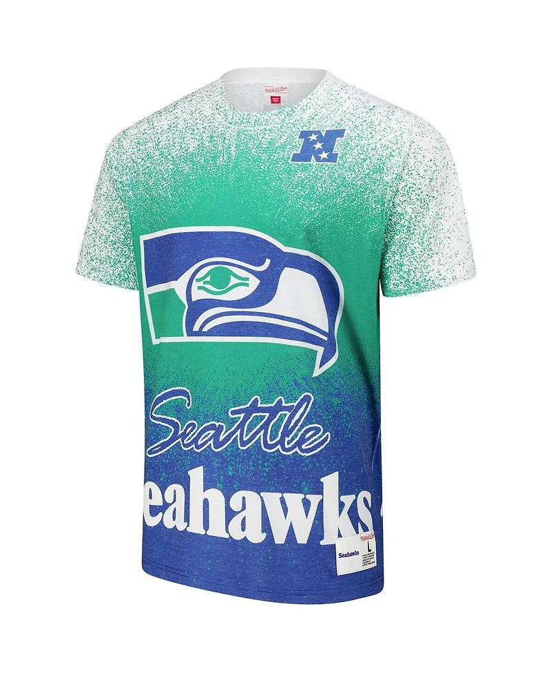 Mitchell & Ness Men's White Seattle Seahawks Team Burst Vintage Logo T-Shirt