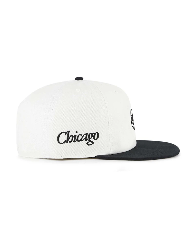 '47 Brand Men's White/Black Chicago Cubs Foundation Captain Snapback Hat