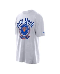 New Era Men's White York Knicks Throwback Prep Oversized T-Shirt
