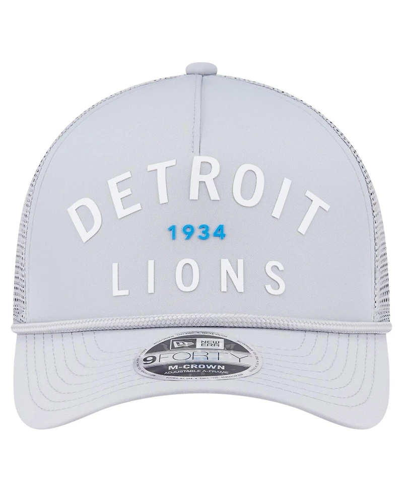 New Era Men's Gray Detroit Lions Active Minimalist M-Crown A-Frame 9FORTY Adjustable Hat