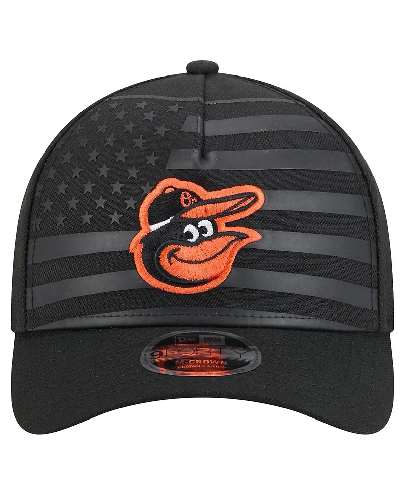 New Era Men's Black Baltimore Orioles American Flag 9FORTY M-Crown A-Frame Adjustable Hat