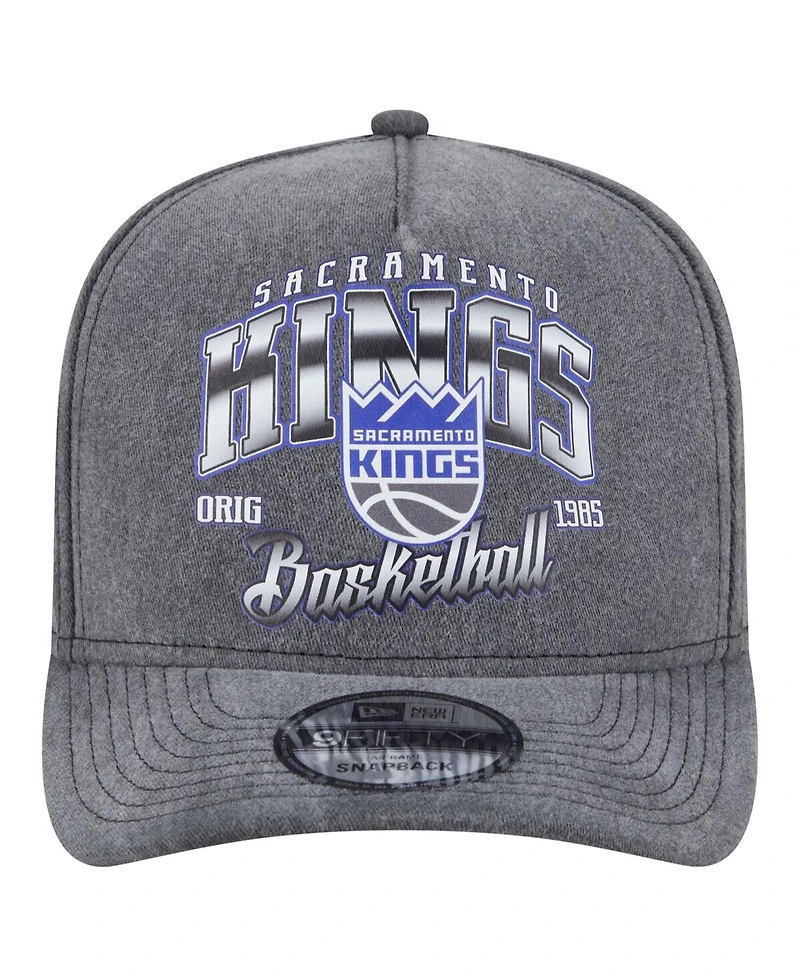 New Era Men's Charcoal Sacramento Kings Throwback Washed Pre-Curved 9FIFTY Snapback Hat