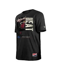 New Era Men's Black Miami Heat Distressed Throwback Vintage Color Pack T-Shirt