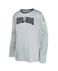 Nike Big Boys and Girls Gray Orlando Magic 2024/25 City Edition Pregame Performance Long Sleeve Shooting T-Shirt