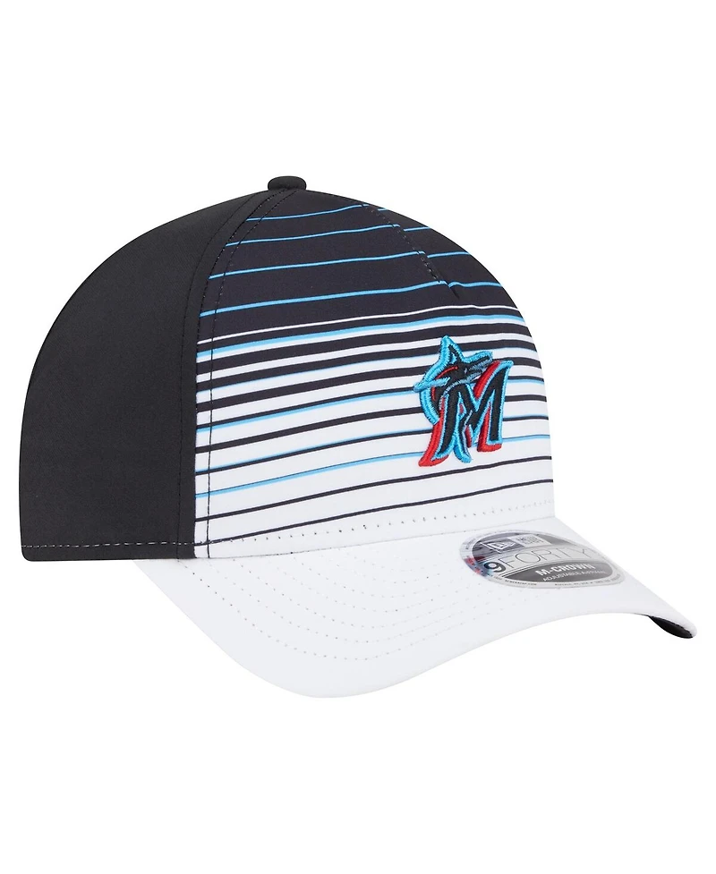 New Era Men's Black Miami Marlins Gradient 9FORTY M-Crown Adjustable Hat